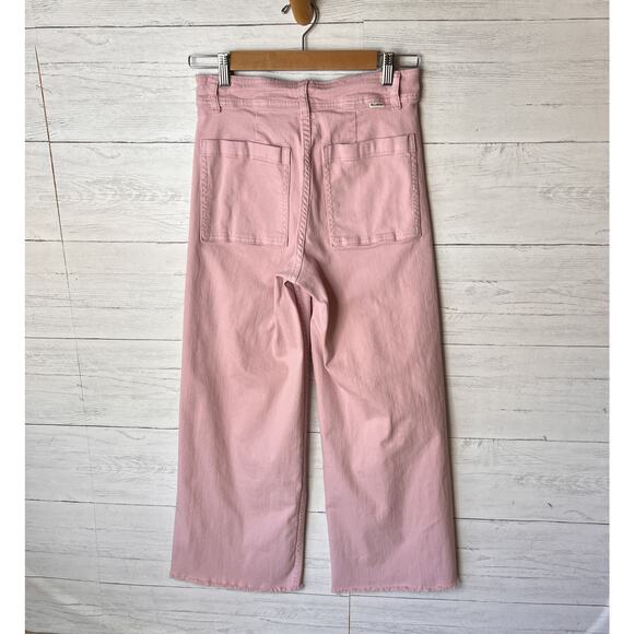 Billabong Jeans Womens Size 28 Pink Wide Leg Flare Raw Hem Cotton Blend Girly - Picture 14 of 16